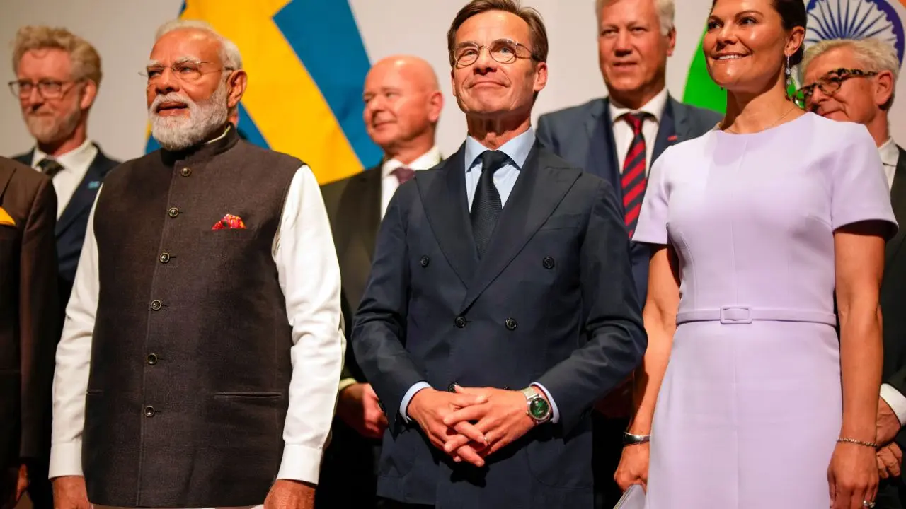 India emerges as top destination for investment, says PM Modi at ERT meet PM Modi at World of Volvo with Swedan's PM ans Crown Princess Victoria. Pic/AP